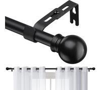 Barra de Cortina, 71-157cm Barra de Cortina Extensible Juego de Accesorios con Pieza de Extremo Redondo con Soportes Ajustables de Acero Inoxidable con 16mm Diámetrobarra/Negro Mate