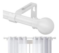 Barra de Cortina, 71-213cm Barra de Cortina Extensible Juego de Accesorios con Pieza de Extremo Redondo con Soportes Ajustables de Acero Inoxidable con 16mm Diámetrobarra/Blanco Mate