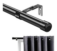 Barra de Cortina, 76-450 cm Barra para Cortinas Extensible con Soportes, Barra de Cortina Juego de Herrajes de Acero Inoxidable Ventana Ajustable para Sala de Estar Dormitorio Ventana/Negro
