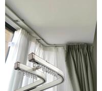 Barra de cortina ajustable de 1 a 3,5 m, sistema de riel de pared y techo, barra de cortina curvada de doble capa para ventanas de bahía, accesorios completos incluidos (853 cm)