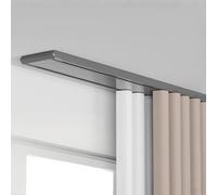 Barra de cortina ajustable de aluminio resistente con doble riel para montaje en techo, 1-6 m, para caravana, sala de estar, hospital, dormitorio (gris, 6 m)
