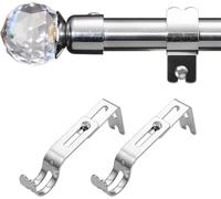 Barra de Cortina Ajustables, 71-157cm Barra de Cortina Extensible con Soportes de Acero Inoxidable - 16 mm de Diámetro con Cola de Diamante Acrílico