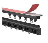 Barra de cortina autoadhesiva, montaje en techo o pared, aleación de aluminio, divisor de habitación fácil de instalar para dormitorio y baño, negro, 4 m x 1 m
