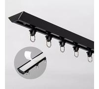 Barra De Cortina Autoadhesiva, Riel De Cortina Sin Taladro con Tapa Final Y Ganchos, Riel Único For Cortina De Ventana De RV, Rieles De Cortina De Aluminio For Baño/Puerta/Armario(Negro,8ft/2.5m)