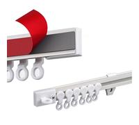 Barra de cortina autoadhesiva, sin taladro, de aleación de aluminio, montaje en pared, disponible en 1,1 m, 1,5 m, 1,6 m, 2,1 m, 2,7 m, 3,9 m de longitud, fácil instalación, fuerte sujeción