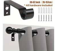 Barra de cortina, barras de cortina ajustables de 32 a 120 pulgadas con soportes, barra de cortina de metal de 5/8 de de diámetro para ventana, baño, , cocina, fácil instalación en pared, negro