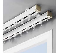 Barra de cortina blanca de 5,2 m para sala de estar, dormitorio, ducha, divisor de doble riel montado en el techo, cortinas de aluminio, solución separadora de espacio