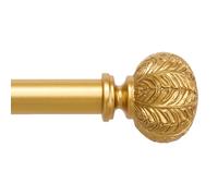 Barra de cortina con barras de 2,5 cm de diámetro, extensible de 77 a 140 cm, color dorado, con remates de bola, soportes de cortina y kits de montaje. Fácil de instalar.