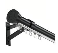 Barra de cortina con remates de tapa, riel de cortina silencioso de aluminio, barra de cortina deslizante de montaje en pared, 70 a 600 cm, con rodillo y accesorios de instalación para sala de estar