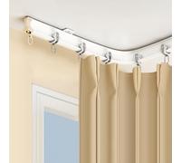 Barra de cortina curvada de 70 a 600 cm, montaje en pared y tabiques, fácil instalación, longitud ajustable, color blanco, 140 cm, perfecta para decoración del hogar