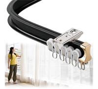 Barra de cortina curvada de aluminio ajustable de 100 a 660 cm, para montaje en techo y pared, barra flexible para ventanas L/U, fácil instalación