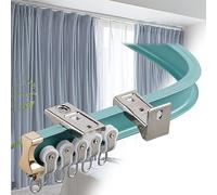 Barra de cortina curvada de aluminio, fácil de cortar y doblar, montaje en techo, barra de cortina manual, ajustable, forma trapezoidal, versátil para cualquier decoración de ventana