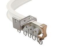 Barra de cortina curvada para separadores de habitaciones, barra de cortina flexible para montaje en pared con ganchos, soporte plegable blanco de 12 pies para cortinas de dormitorio y sala de estar