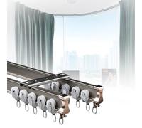 Barra de cortina curvada para techo, varillas dobles de aluminio para ventanas de bahía, diseño flexible con accesorios, color champán, 190 cm, ideal para soluciones de cortinas de sala de estar y