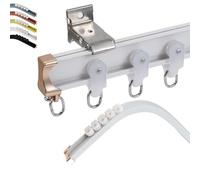 Barra de cortina curvada silenciosa de 300 cm, barra divisora de techo y pared para cortinas, color blanco, 2 x 150 cm, ideal para separación de habitaciones y decoración elegante del hogar