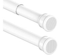 Barra de cortina de 4m de longitud extra, para instalar sin taladrar, barra de cortina extensible, telescópica, para ropa, baño y dormitorio, color blanco, 350 a 405 cm, diámetro de 32 mm