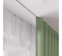 Barra de cortina de aluminio ajustable con soporte de techo oculto, solución para colgar cortinas sin costuras, divisor de habitación, 4,6 m, 6,1 m, 9,7 m de longitud, elegante acabado blanco