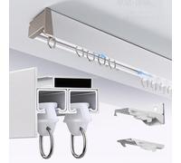 Barra de cortina de aluminio de 1 m a 6 m, para montaje en techo/pared, barra de cortina de longitud ajustable, ligera, perfecta para decoración del hogar (3,2 m)