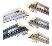 Barra de cortina de aluminio de doble riel de 330 cm, montaje en techo para cortinas pesadas y separadores de habitaciones, elegante solución de decoración del hogar azul