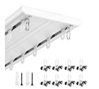 Barra de cortina de aluminio de doble riel silencioso para montaje en techo, color blanco, ideal para dormitorio, baño, balcón, decoración del hogar y protección de la privacidad.