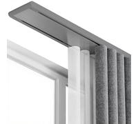 Barra de cortina de aluminio de doble vía de 3,7 m para montaje en techo, barra de dos carriles para sala de estar y dormitorio, color gris, fácil de instalar
