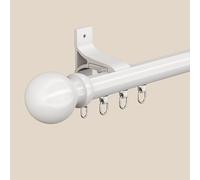 Barra de cortina de aluminio montada en la pared, divisor de habitación de 4,5 m con tapas redondas para sala de estar, dormitorio, hospital, color blanco, 445 cm