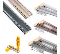 Barra de Cortina de Aluminio Riel de Cortina Duraderos Riel Cortina Doble Con Rodillos Silenciosos 1.5m 2.5m 3.5m 4.5m 5.5m Para Ambientes Dormitorio Sala de Estar(Apple Gold,19.7ft/600cm)