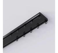 Barra de cortina de doble riel de aleación de aluminio resistente, rieles dobles lisos con guía de cortina antioxidante y resistente al óxido(Black,5.4m)