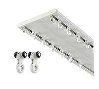 Barra de cortina de doble riel de lujo silenciosa de aleación de aluminio para montaje en techo, ideal para separadores de habitaciones y decoración del hogar, 1,9 m, color blanco, perfecto para