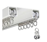 Barra de cortina de doble riel montada en el techo de 14 pies para dormitorio, sala de estar, hotel, fácil instalación, sistema divisor de habitaciones, solución versátil para tratamiento de ventanas