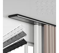 Barra de Cortina de doble, Riel para Cortina De Techo, Pista Silenciosa Vía Recta de Alumino 0.5m 1m 2.6m 3.8m 5.5m Cortineros con Gancho for Privacidad Sala de Estar Dormitorio(Black,3.2m)