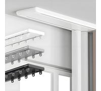 Barra de cortina de doble riel resistente, 1-6 m, silenciosa y duradera, montaje en techo, fácil de instalar, divisor de habitación para sala de estar y baño (blanco, 4,5 m)