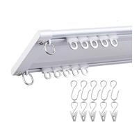 Barra de cortina de doble riel resistente, montaje en techo de 1 a 6 m, color blanco inoxidable, ideal para sala de estar, baño, dormitorio, diseño oculto para una decoración elegante