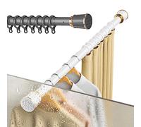Barra de cortina de ducha ajustable de acero inoxidable de 0,4 a 5 m, sin taladro, perfecta para separador de habitaciones de baño y dormitorio (color: gris, tamaño: 50-75 cm)
