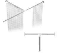 Barra de cortina de ducha ajustable en forma de T, barra telescópica de acero inoxidable para baño y bañera, 1,1-1,7 m x 1,1-1,7 m, diseño que ahorra espacio, fácil instalación, decoración moderna del