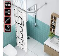 Barra de Cortina de Ducha Curva Extensible sin Taladro, riel de Cortina de Ducha en Forma de L de Acero Inoxidable, rieles de Cortina de Ducha curvados, Barra para Colgar Cortinas para baño,