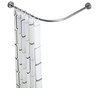 Barra de cortina de ducha curvada ajustable de acero inoxidable sin taladro, extensible para baño, cocina, probador, fácil de instalar, diseño de ahorro de espacio, resistente a la corrosión