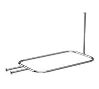 Barra de cortina de ducha en forma de aro de 58.3 x 24 pulgadas, barra de ducha cuadrada ovalada a prueba de óxido, no se cae, barra de cortina de ducha resistente para bañeras con patas de garra y