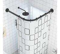 Barra de cortina de ducha en forma de L, sin taladrar, ajustable, de acero inoxidable, extensible para baño y bañera, barra de cortina de esquina, no se hunde, 60 x 80 x 120 cm
