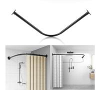 Barra de Cortina de Ducha Extensible En ángulo En Forma de L Sin Taladro, Barra de Cortina de Ducha Curvada de 304 Acero Inoxidable, Barras de Cortina Bañera Esquina Tipo L70 to 95cm x 90 to 130cm