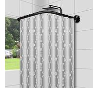 Barra de Cortina de Ducha Extensible En ángulo En Forma de L Sin Taladro, Barra de Cortina de Ducha Curvada de 304 Acero Inoxidable, Barras de Cortina Bañera Esquina Tipo L70 to 95cm x 125 to 165cm