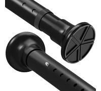 Barra de cortina de ducha extensible sin taladro, barra de cortina ajustable para cortina de ducha, armario de cocina, armario (negro, 110 cm-165 cm)