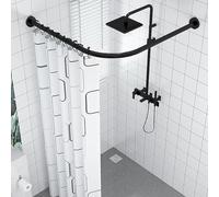 Barra de cortina de ducha telescópica ajustable, no requiere taladrar, fácil instalación para baño