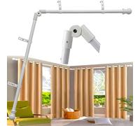 Barra de cortina de esquina para ventana, resistente, en forma de L, 2,5 cm de diám., ajustable de 91 a 345 cm, conector de 180°, en ángulo, ventana en saliente, ventana en esquina y en curva, blanco