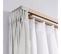 Barra de cortina de grano de madera, sistema de doble pista deslizante ajustable de 3 a 16 pies para divisor de pared, poste Ain para decoración elegante del hogar, fácil instalación