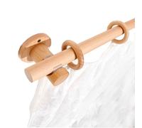Barra de cortina de madera maciza gruesa, diseño perforado silencioso, 110.2 pulgadas, barra de cortina fuerte para dormitorio y sala de estar, elegante solución de decoración del hogar
