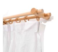 Barra De Cortina De Madera Maciza Barra Simple Barra Doble Soporte De Barra De Madera Barra De Cortina De Puerta Simple De Madera Perforada(Double Pole,200 cm (78.7 in))