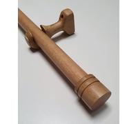 Barra de cortina de madera MadeInNature, diámetro de 28 mm, juego completo de barra de cortina con remates y soportes, elección de longitud y colores (Natural, tapa final, longitud 1,3 m)