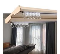 Barra de cortina de metal silenciosa de 1 6 m, sistema de doble riel ajustable con poleas y tornillos de montaje, fácil instalación, perfecto para montaje en techo (dorado, 460 cm)
