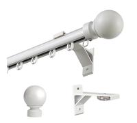 Barra de cortina de pared para interiores, barra de una sola capa para exteriores, estilo granja, perfecta para dormitorio, cocina, sala de estar, color blanco, 1,8 m (2 x 90 cm), solución elegante